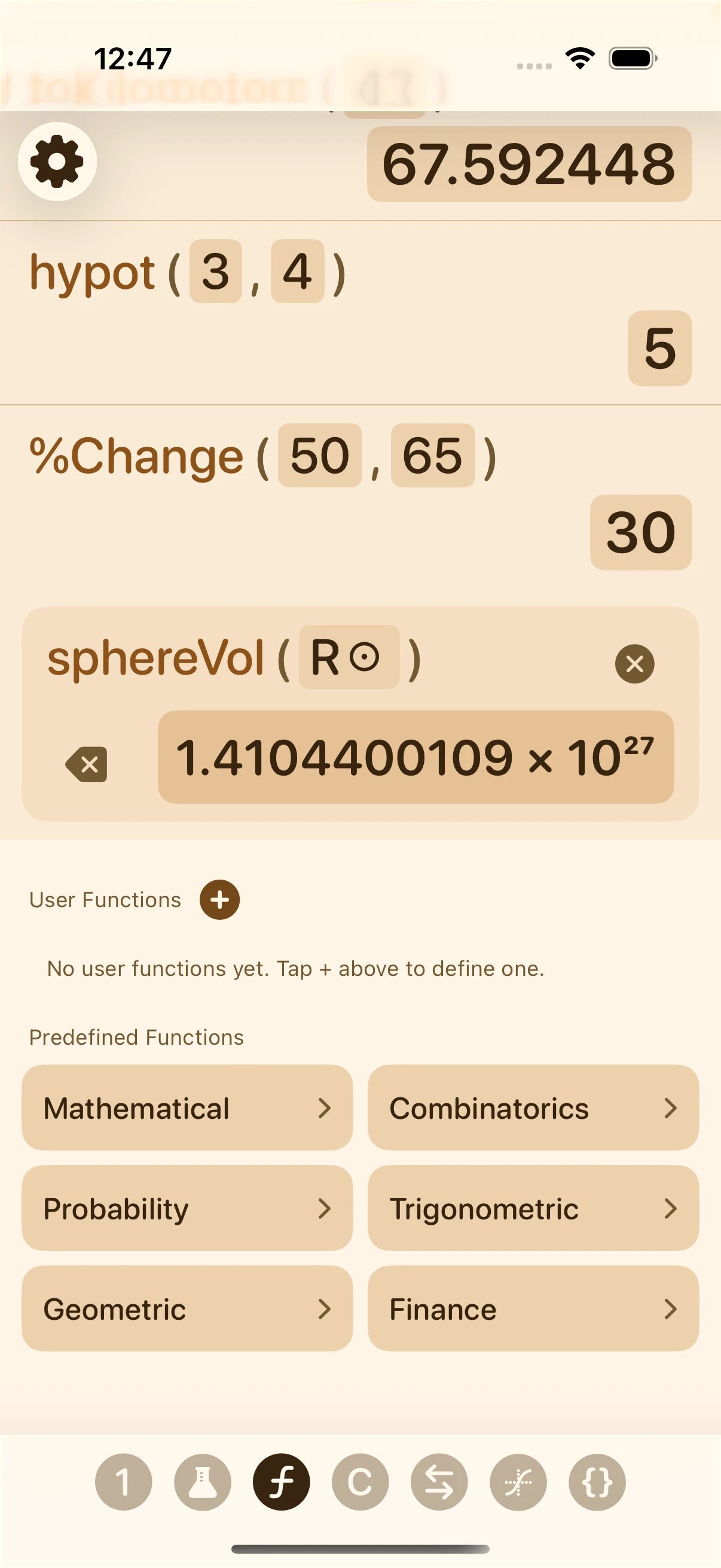 Predefined and user-defined functions library